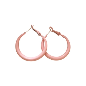 Stylish pink C-shaped hoop earrings with silver needles, elegant retro chic design.