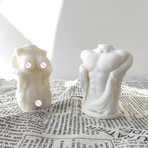 3D angel wing human torso silicone mold for DIY scented candles and plaster art