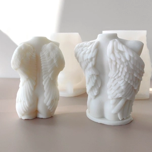 DIY 3D angel wings torso silicone mold for handmade scented candles and resin art decor