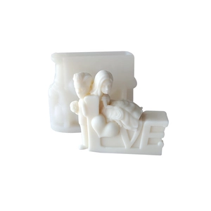 Love heart bridal couple silicone mold for DIY wedding aromatherapy candle making