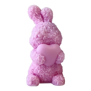 Rose rabbit silicone mold for DIY aromatherapy candles and Valentine handmade plaster decor