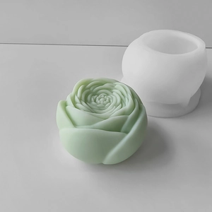 3D rose flower silicone mold for DIY candles, soap and cake baking with fine petal texture