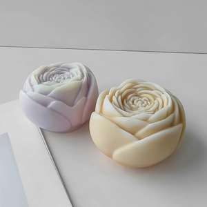 Detailed macro view of rose-shaped silicone molds with realistic flower petal textures