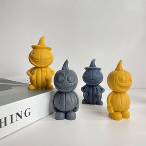 Vista dettagliata di figurine a forma di zucca per stampi in silicone di candele Halloween