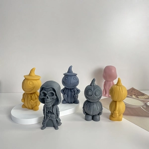 Stampo in Silicone per Zucca e Scheletro di Halloween per Candela Profumata Fai da Te Ornamento in Gesso 3D