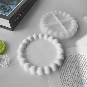 Bubble edge round silicone mold and finished white resin jewelry tray set