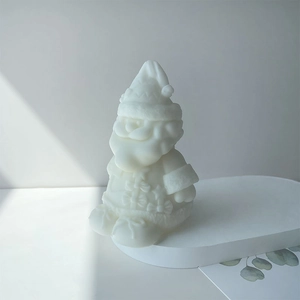 Detailed view of 3D Santa Claus scented candle mold with fine engraved hat and beard