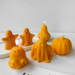 Moule en silicone pour bougies d'Halloween en forme de fantôme et citrouille décorative