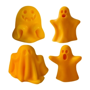 Lot de quatre moules à fantômes orange en silicone pour bougies et savons DIY Halloween