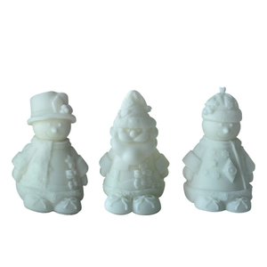 Three-piece set of white 3D snowman and Santa Claus silicone molds for DIY Christmas candles