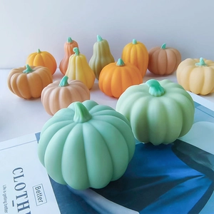 Assorted matte pumpkin decor set in pastel colors for Halloween and autumn styling