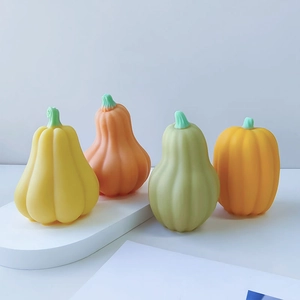 Various colored silicone pumpkin molds for Halloween baking and candle DIY decoration