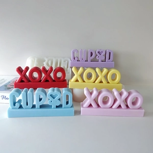 Silicone Letter Mold For Candle Soap Making XOXO Cupid 3D Heart Shaped DIY Handmade Aromatherapy Plaster Mold Valentine Gift