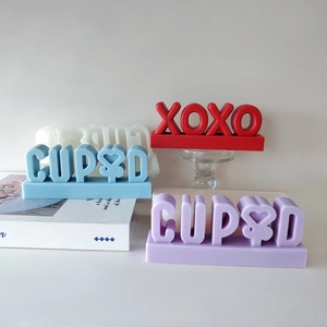 3D letters silicone mold with Cupid and XOXO designs for Valentine DIY candles
