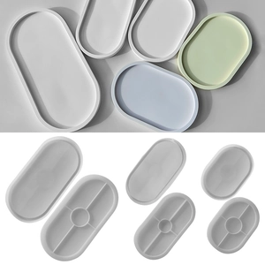 Oval silicone molds for DIY gypsum trays and coasters in three different sizes