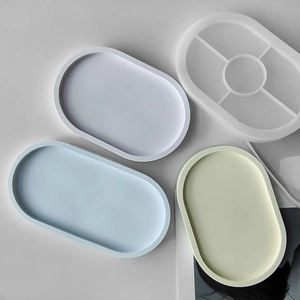Oval silicone mold for DIY plaster coasters and decorative resin trinket trays