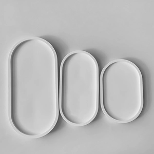 Three-piece set of oval silicone molds for minimalist plaster trays and DIY resin coasters