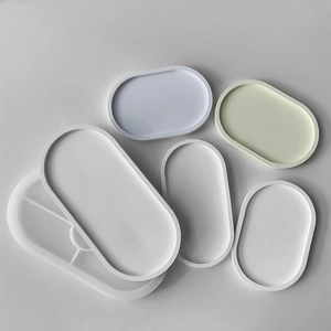 Oval silicone resin molds for jewelry trays in various sizes and pastel colors