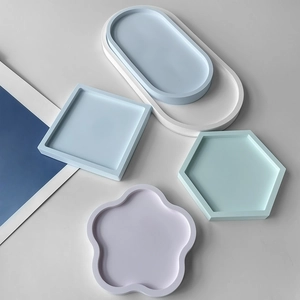 Minimalist silicone resin tray molds in various shapes and pastel macaron colors