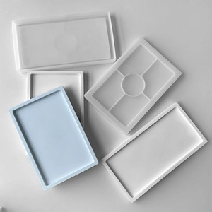 Five-piece set of rectangular silicone molds for DIY resin trays in various colors