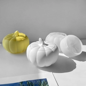 Translucent silicone pumpkin mold set for DIY candles, plaster decor, and resin storage box