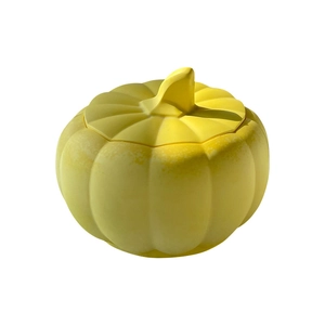 DIY yellow pumpkin storage box silicone mold for Halloween crafts and candle holders