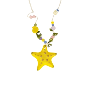 Collana di perle in ceramica con ciondolo a stella marina gialla per stile da spiaggia