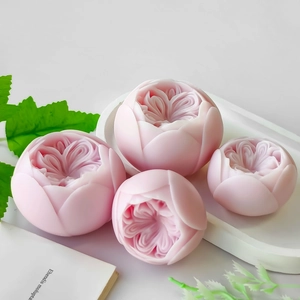 Pink Austin rose silicone mold for DIY candles and handmade flower soaps decor