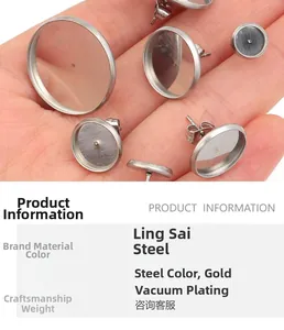 Runde Ohrstecker-Rohlinge aus Edelstahl in Gold und Silber für DIY-Schmuckherstellung