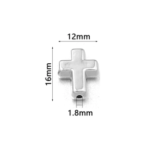 Cuentas de cruz plateadas para bisutería de 16x12mm con agujero de 1,8mm
