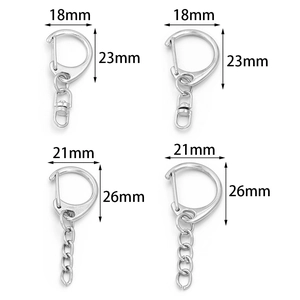 Silberne D-Ring Metall Karabinerverschlüsse in 18mm und 21mm mit Wirbelkettengliedern