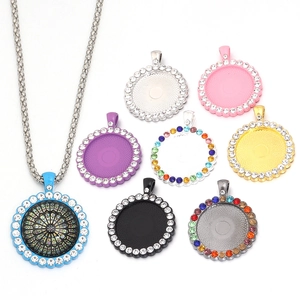 Bunte Zinklegierung DIY Anhänger mit Strasssteinen für handgefertigten Schmuck