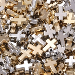 Cuentas de metal en forma de cruz doradas y plateadas para crear joyas de bricolaje