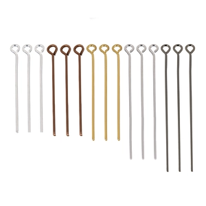 DIY jewelry eye pins in five metallic finishes and four lengths for craft making