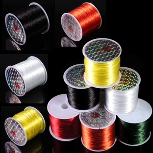 Close-up of colorful flat elastic crystal strings on spools for DIY jewelry making