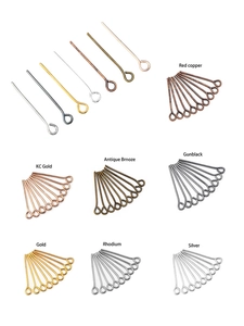Assorted metal eye pins in seven finishes for jewelry making and DIY crafts