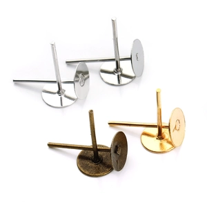 DIY earring studs in silver, gold, and bronze finishes for jewelry making components