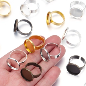 Adjustable copper ring trays in gold, silver, and bronze for DIY jewelry making