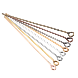 DIY eye pins set with 8 assorted metallic finishes in a fan-shaped arrangement