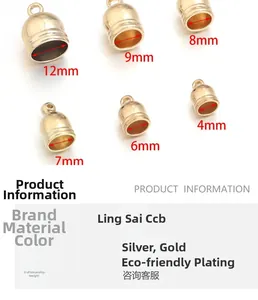 Detailed size comparison of golden CCB tassel caps for DIY jewelry making accessories