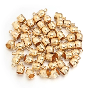 Bulk gold plated bell-shaped tassel end caps and cord terminators for jewelry making
