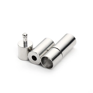 Silver copper cylindrical plug-in clasp for DIY necklace and bracelet jewelry making