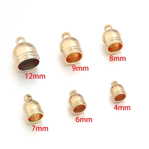 Golden metal tassel end caps in 4mm to 12mm sizes for DIY jewelry making and cords