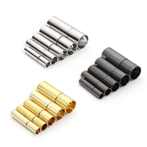 Copper cord end caps in gold, silver, and black finishes with five sizes for DIY jewelry