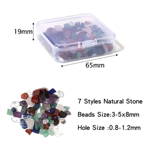 70g box of irregular natural stone beads for DIY jewelry with size and hole details