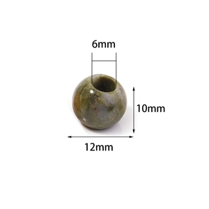 12mm Natursteinperle Moosachat mit großem Loch für DIY Schmuckherstellung und Armbänder