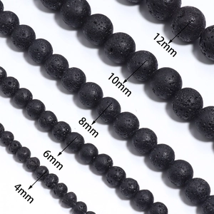 Natural black lava stone round beads in 4mm to 12mm sizes for DIY jewelry making