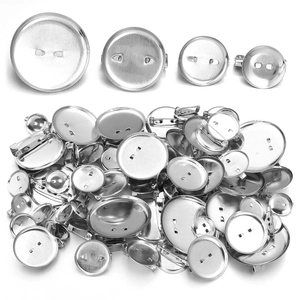 Plateau Rond Base de Broche Métal Épingle de Sûreté Disque Vierge pour Fabrication de Bijoux DIY Accessoires Argent