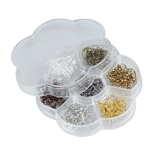 Set di ganci per orecchini fai-da-te in 7 colori in scatola trasparente a petalo