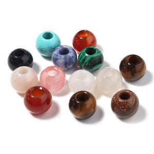 Sortierte 12mm Natursteinperlen mit großen Löchern für die DIY-Schmuckherstellung